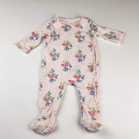 Janie and Jack Floral Pointelle Ruffle Footed Onesie 3-6 months - Picture 1 of 7
